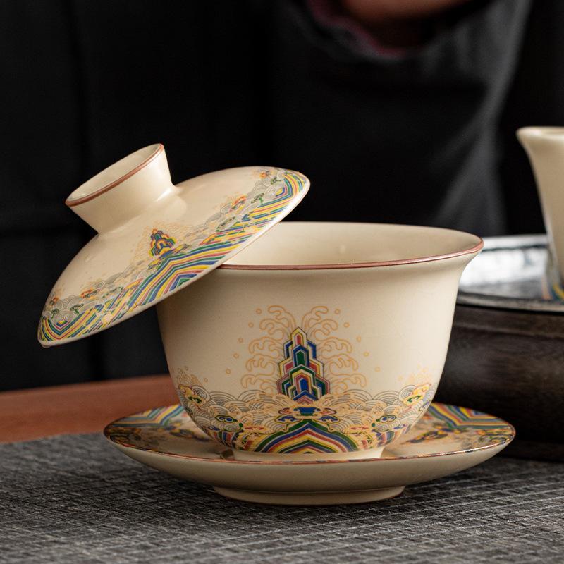 12935756.汝窑悬停三才盖碗茶杯茶碗带盖泡茶功夫茶具海水江崖陶瓷敬茶盖碗