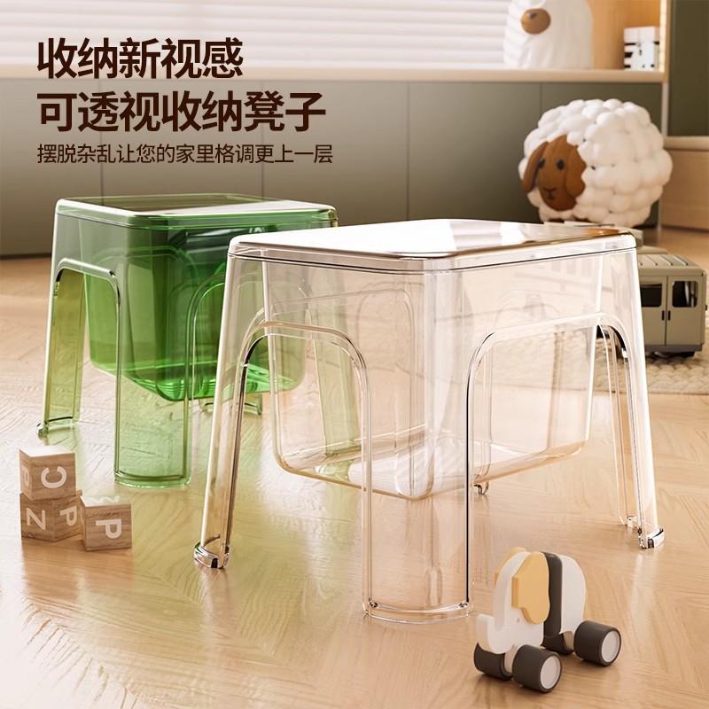12935284.矮凳透明收纳凳子家用客厅浴室宠物用品洗漱儿童加厚储物亚克力矮凳