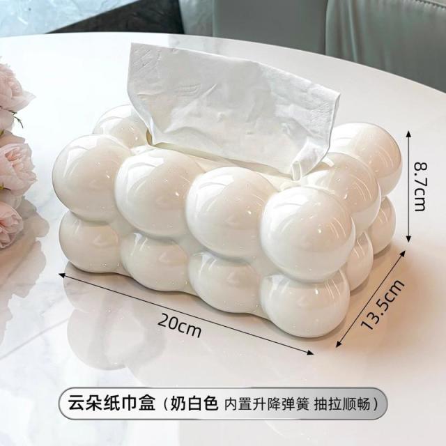 12935308.【2件装】轻奢家用创意纸抽盒客厅收纳盒棉花糖抽纸盒感奶油纸巾盒