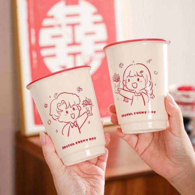 12935449.中式喜字陶瓷喝水杯情侣对杯牛奶咖啡杯婚礼伴手礼