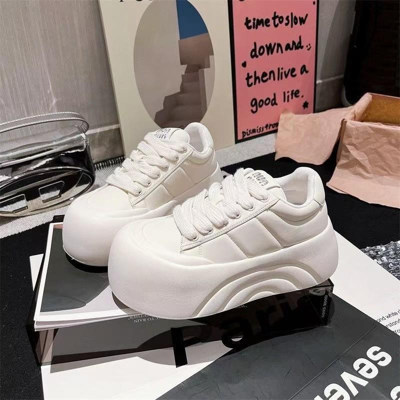 12941324.厚底休闲鞋女时尚丑萌复古大头面包百搭轻便休闲鞋