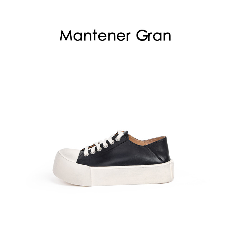 12945384.MG.休闲鞋Mantener Gran 可爱圆头大头鞋女厚底鞋真皮板鞋 MG女鞋