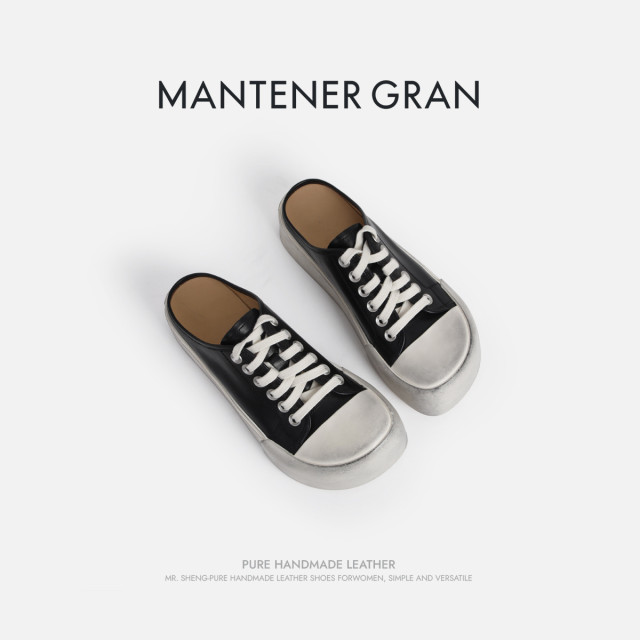 12945420.MG.包头拖Mantener Gran包头半拖鞋女外穿夏季真皮厚底包头鞋