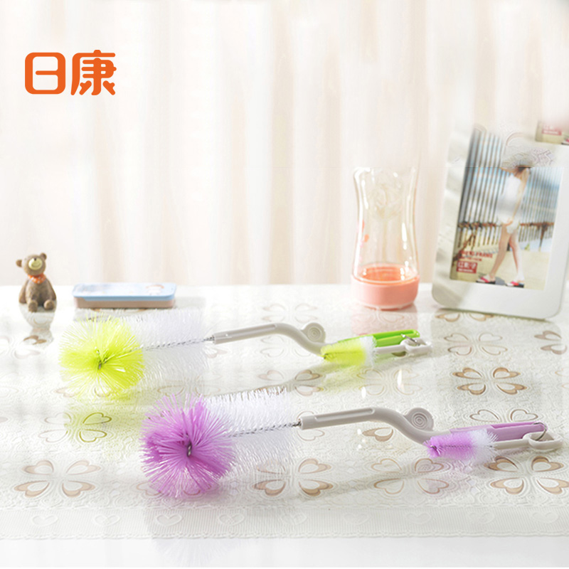 12986207.日康尼龙奶嘴刷婴儿奶瓶刷360度旋转清洗奶瓶刷子套装