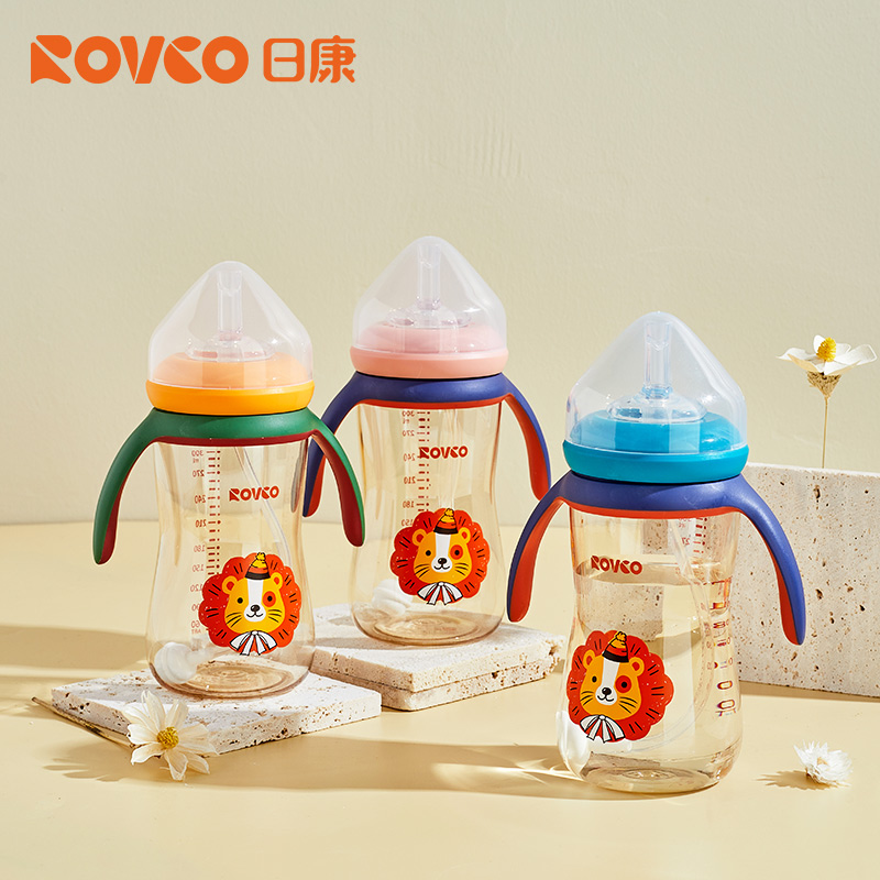 12986349.日康宝宝ppsu奶瓶 宽口径耐摔吸管奶瓶1岁上大宝宝断奶奶瓶300ml