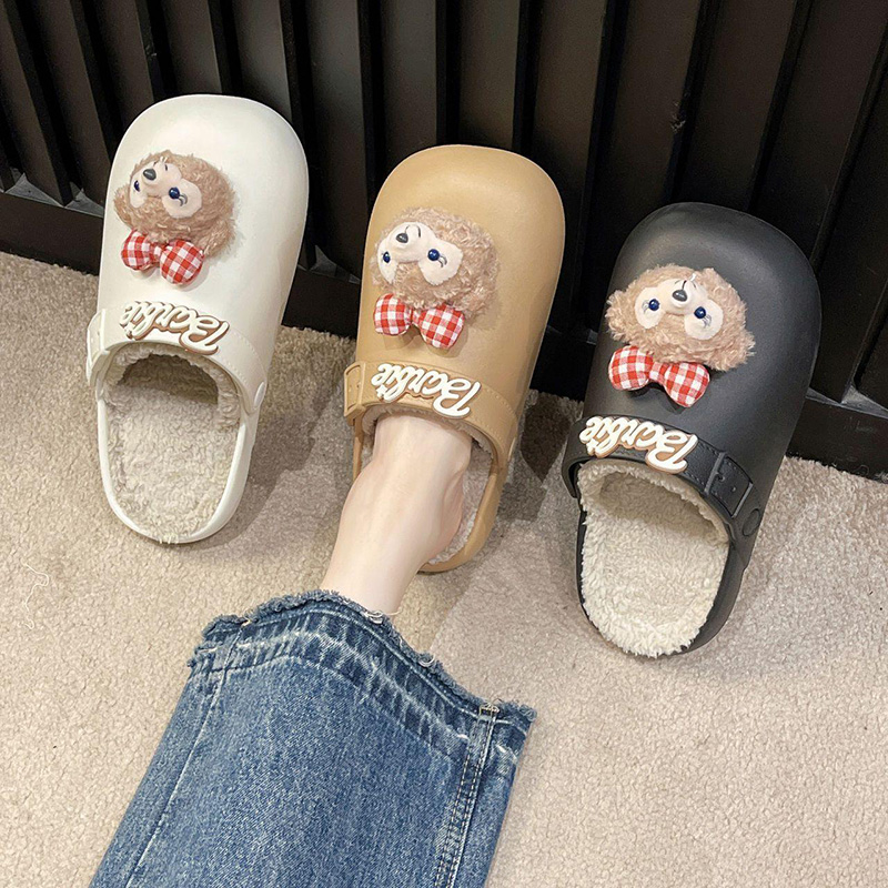 12945433.可拆卸防水棉拖鞋女款秋冬季加绒保暖室内外穿包头半拖鞋