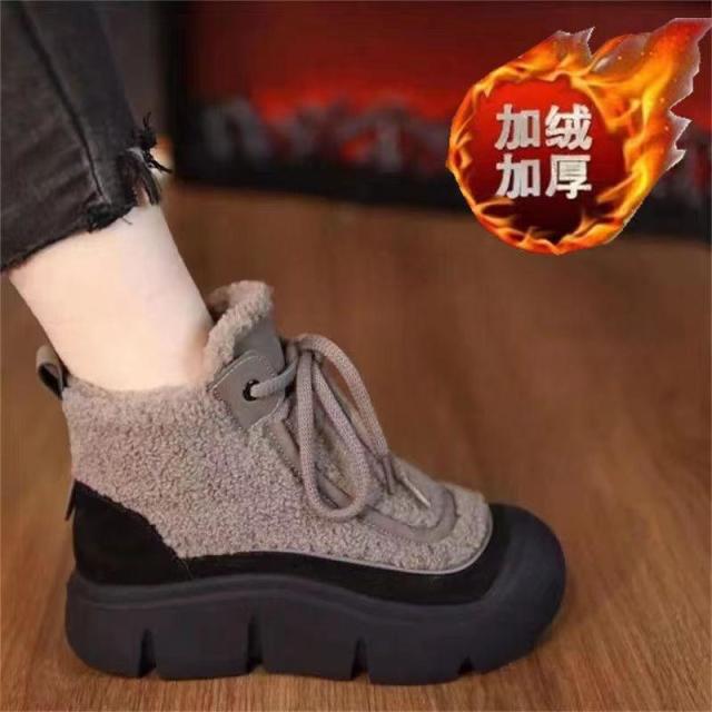 12941738.加绒马丁靴厚底雪地靴女冬季加绒保暖高帮鞋休闲妈妈棉鞋