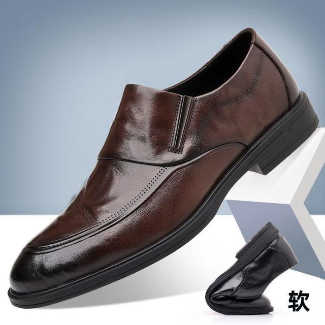 12945069.男士皮鞋减震商务正装一脚蹬套脚休闲百搭休闲鞋男