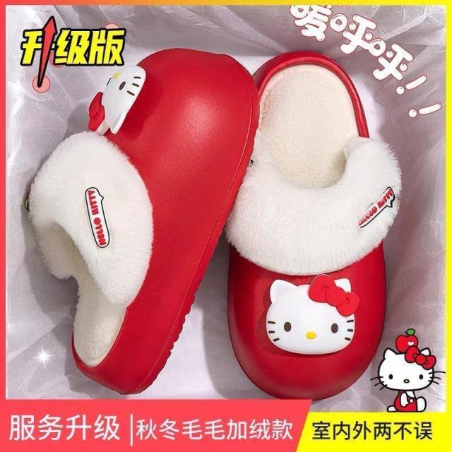 12941578.冬季棉拖鞋女外穿防水防滑包头厚底保暖可爱家居情侣款