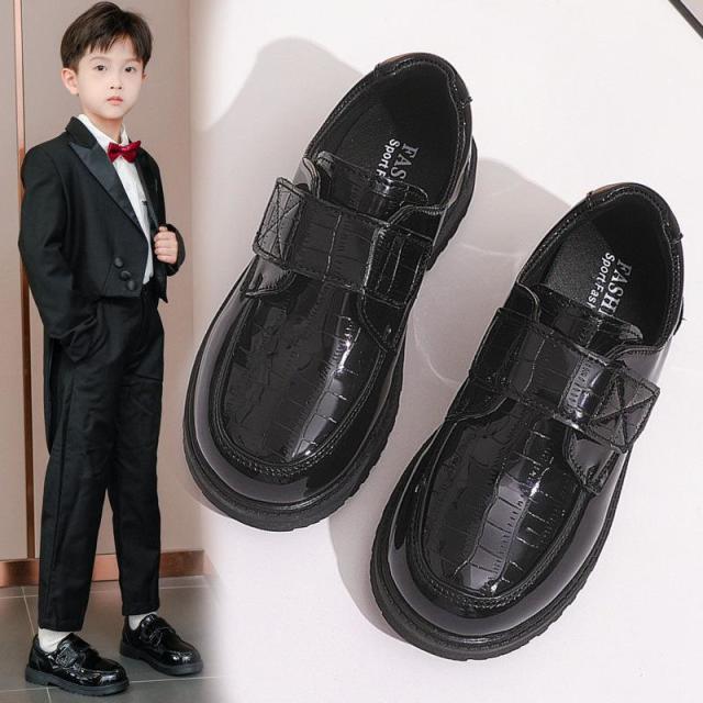 12956553.男童皮鞋儿童鞋子春秋时尚英伦风黑色软底皮鞋
