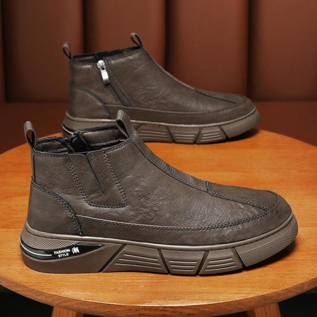 12956150.男士秋冬季男高帮英伦靴休闲中筒百搭男靴子