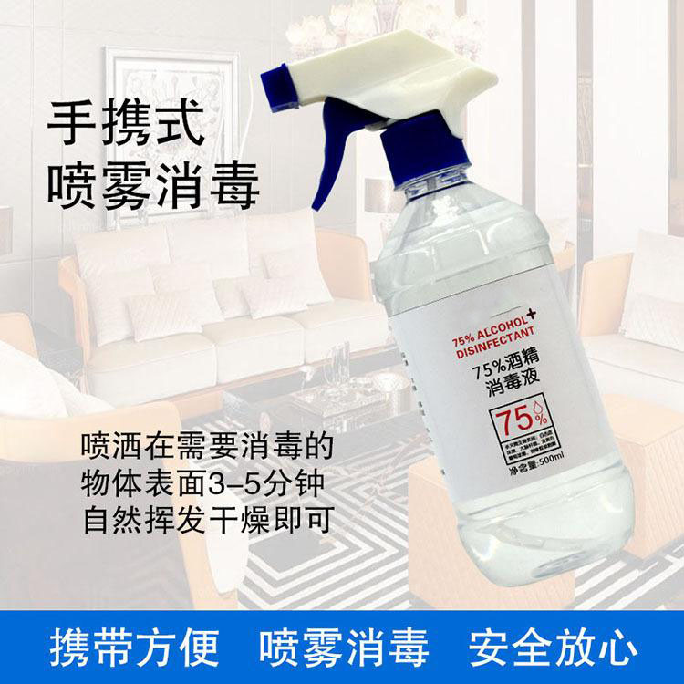 13116500.75度酒精水剂喷雾甲流杀菌消毒液 500ml消毒酒精