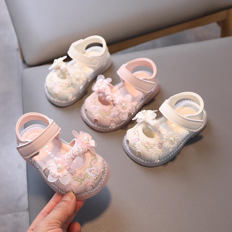 13316407.夏季女宝宝包头凉鞋婴幼儿软底学步鞋防滑防踢公主鞋绣花国风