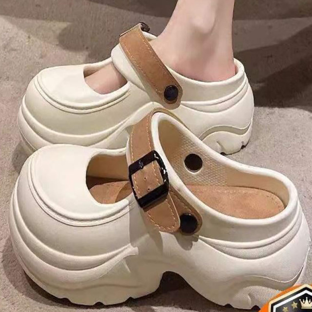 13288808.洞洞鞋女夏季厚底外穿防滑海边沙滩包头凉拖鞋