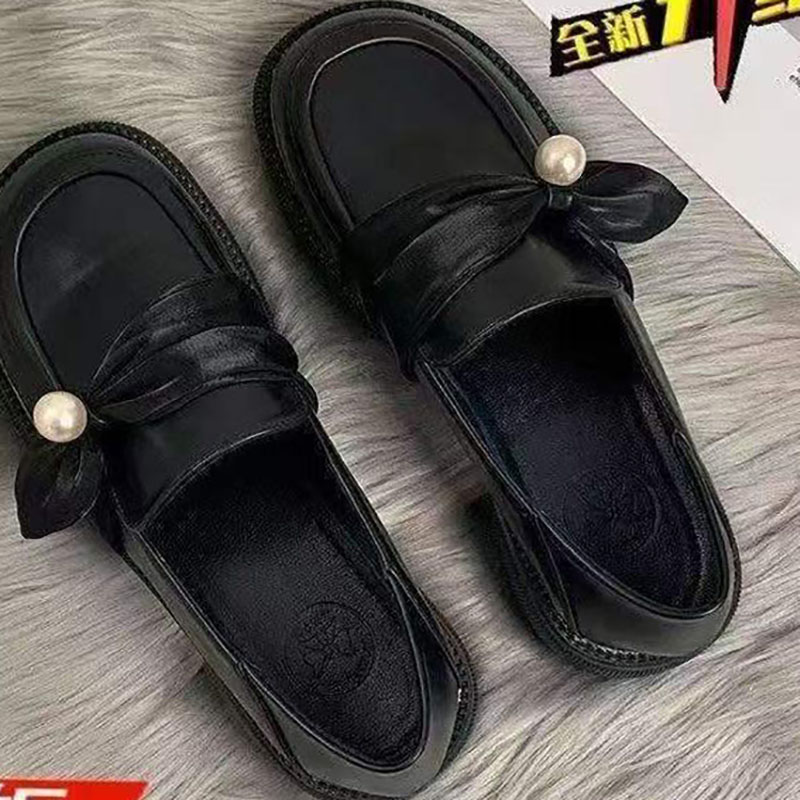 13289703.乐福鞋软皮黑色英伦风小皮鞋女一脚蹬豆豆单鞋