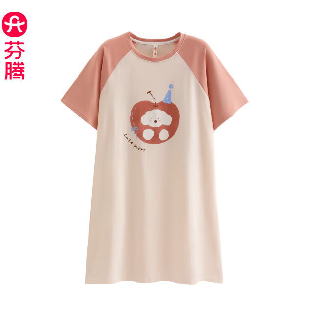 13471222.芬腾【纯棉亲肤 宽松百搭】2026 新款短袖女士可外穿睡裙家居服