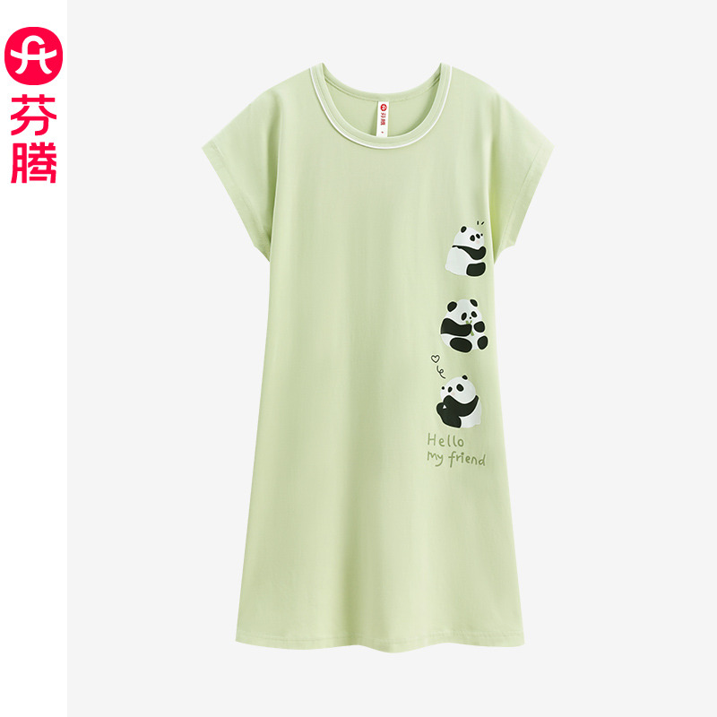 13176146.芬腾睡裙女士夏季纯棉新款可爱短袖睡衣夏款夏天少女性感连衣裙子