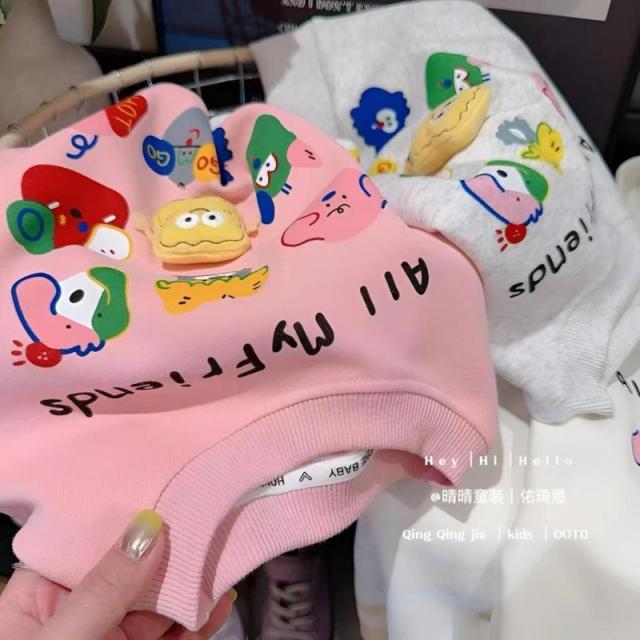 13265615.儿童卡通印花卫衣男女童春可爱玩偶上衣版宽松童装