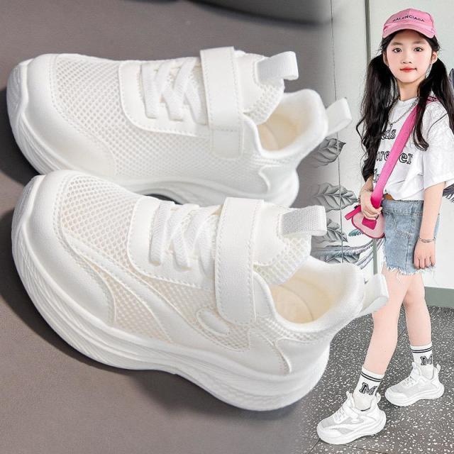 13664198.儿童节小白鞋单网透气女童运动鞋夏季薄款中大童软底男童跑步鞋潮