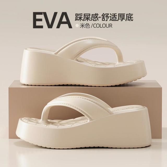 13663331.时尚菱形人字拖女EVA厚底夹趾拖鞋女款