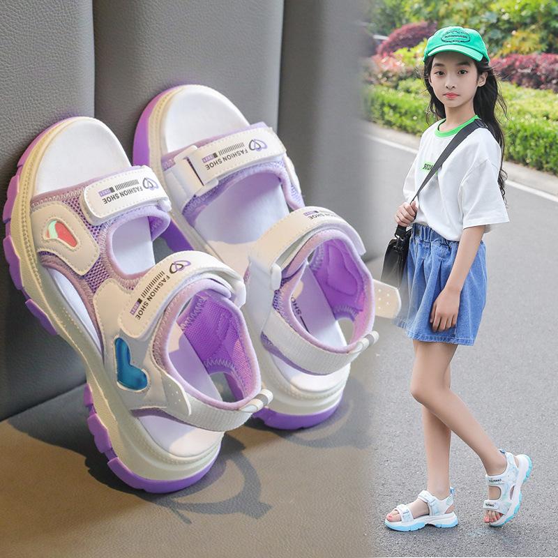 13664339.女童凉鞋夏季儿童休闲女孩时尚中大童露趾沙滩凉鞋