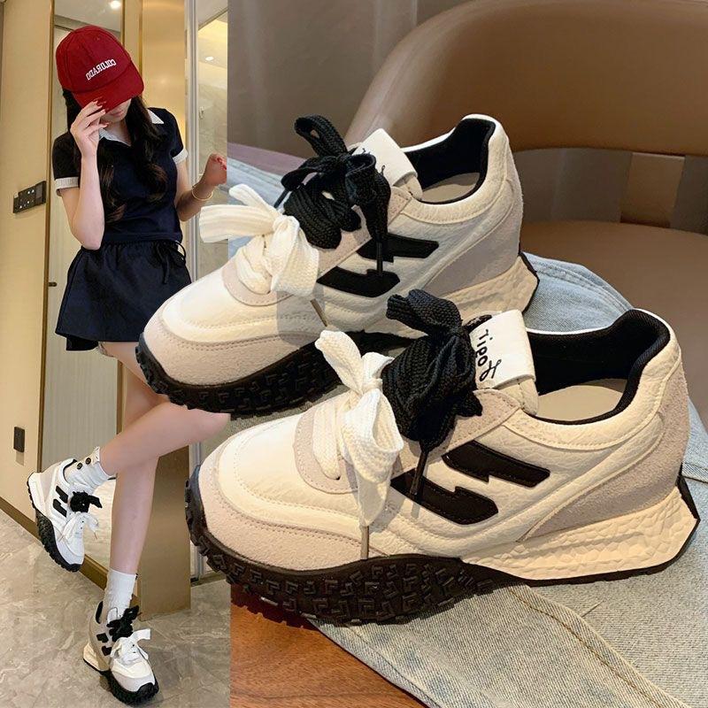 13663144.厚底阿甘鞋女跑步登山运动休闲鞋红白德训鞋潮
