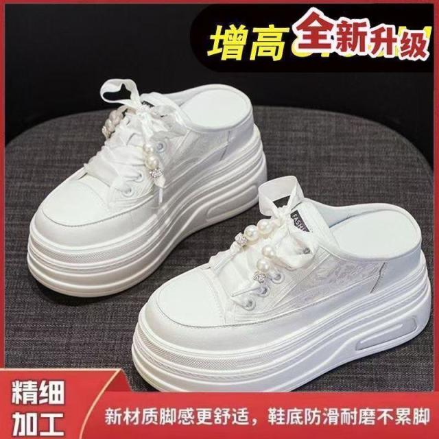 13663871.包头半拖鞋女夏外穿内凉拖帆布无后跟懒人拖鞋