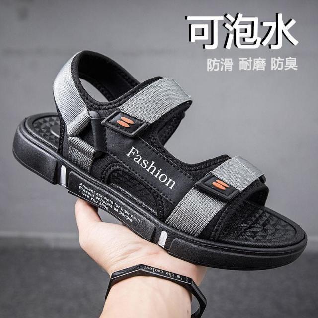 13663550.凉鞋男款夏季防滑耐磨软底青少年外穿运动露趾沙滩鞋