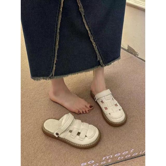 13663274.包头凉鞋女夏季两穿厚底镂空半拖鞋软底休闲舒适