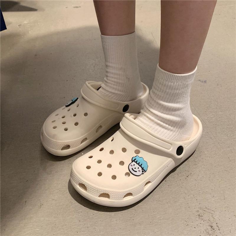 13663407.洞洞鞋情侣可爱防滑EVA沙滩凉鞋居家套装DIY配件拖鞋女学院风