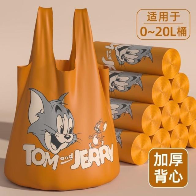 13030620.垃圾袋家用加厚猫印花图案垃圾袋家用抽绳式环保一次性袋子
