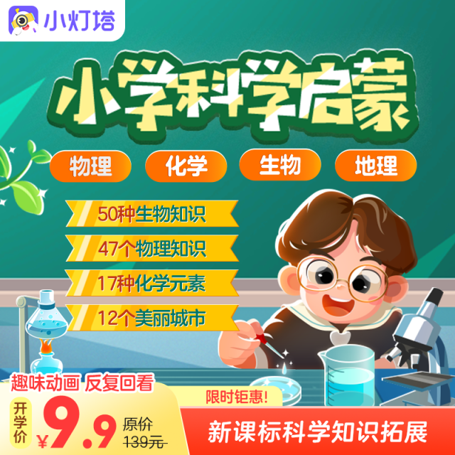 13055073.小灯塔《小学科学启蒙》小四门 物理化学生物地理共60集