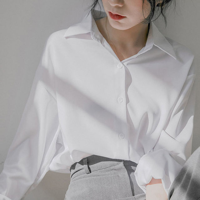 13762833.诗茉琳慵懒风宽松白衬衫女春秋新款高级感法式上衣职业气质轻熟港风衬衣