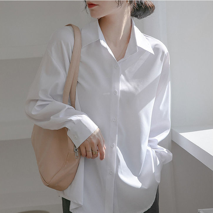 13762833.诗茉琳慵懒风宽松白衬衫女春秋新款高级感法式上衣职业气质轻熟港风衬衣