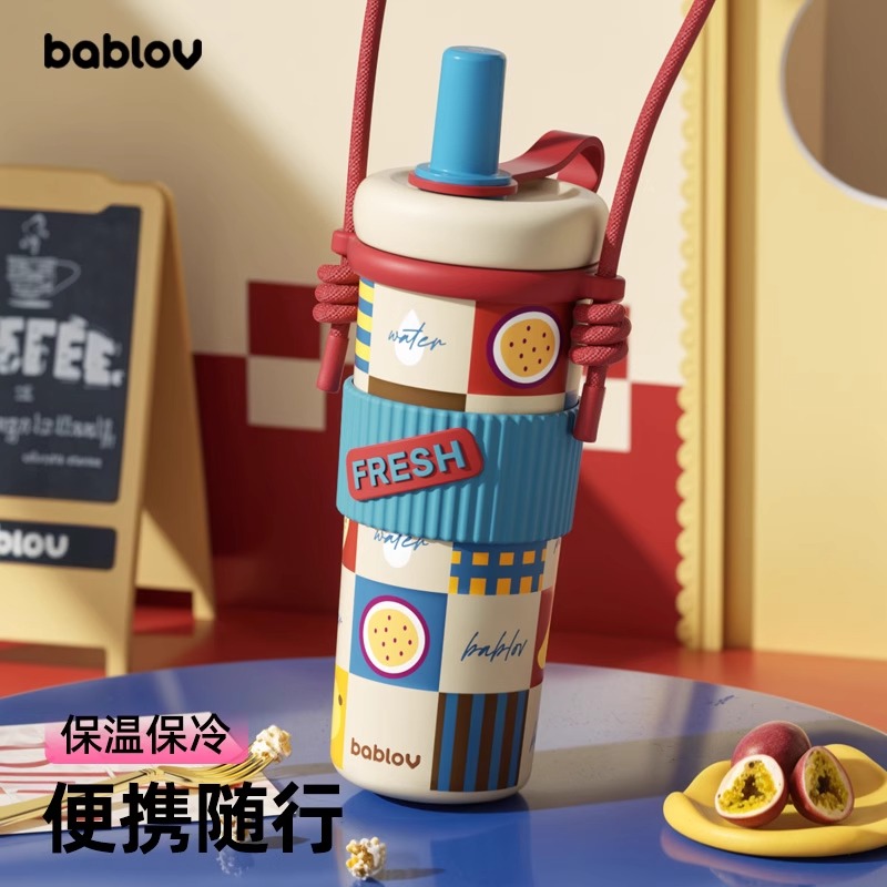 13011833.bablov保温杯水杯女生高颜值礼物便携大容量陶瓷涂层内胆吸管杯子