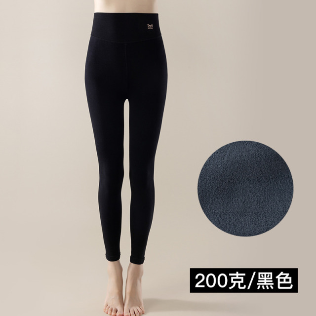 13812518.猫人高腰收腹黑色打底裤女2026秋冬新款修身高弹小黑裤外穿保暖裤