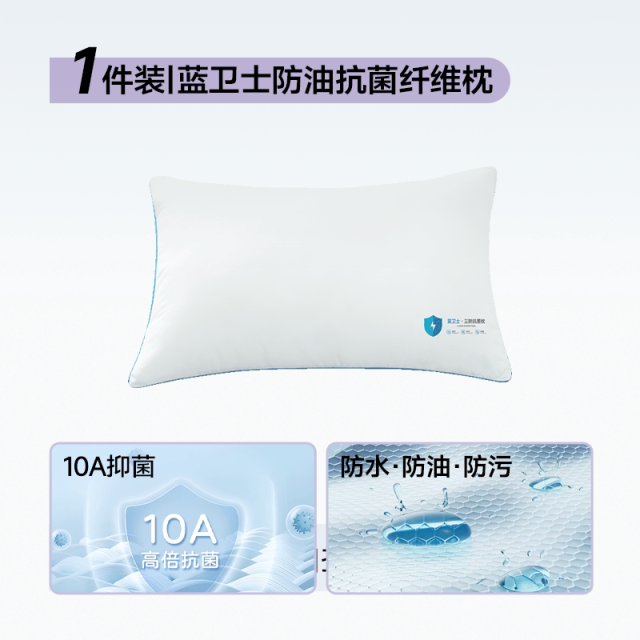 13834291.猫人蓝卫士防油抗菌纤维枕五防枕枕芯枕头护颈椎助睡眠护颈枕成人