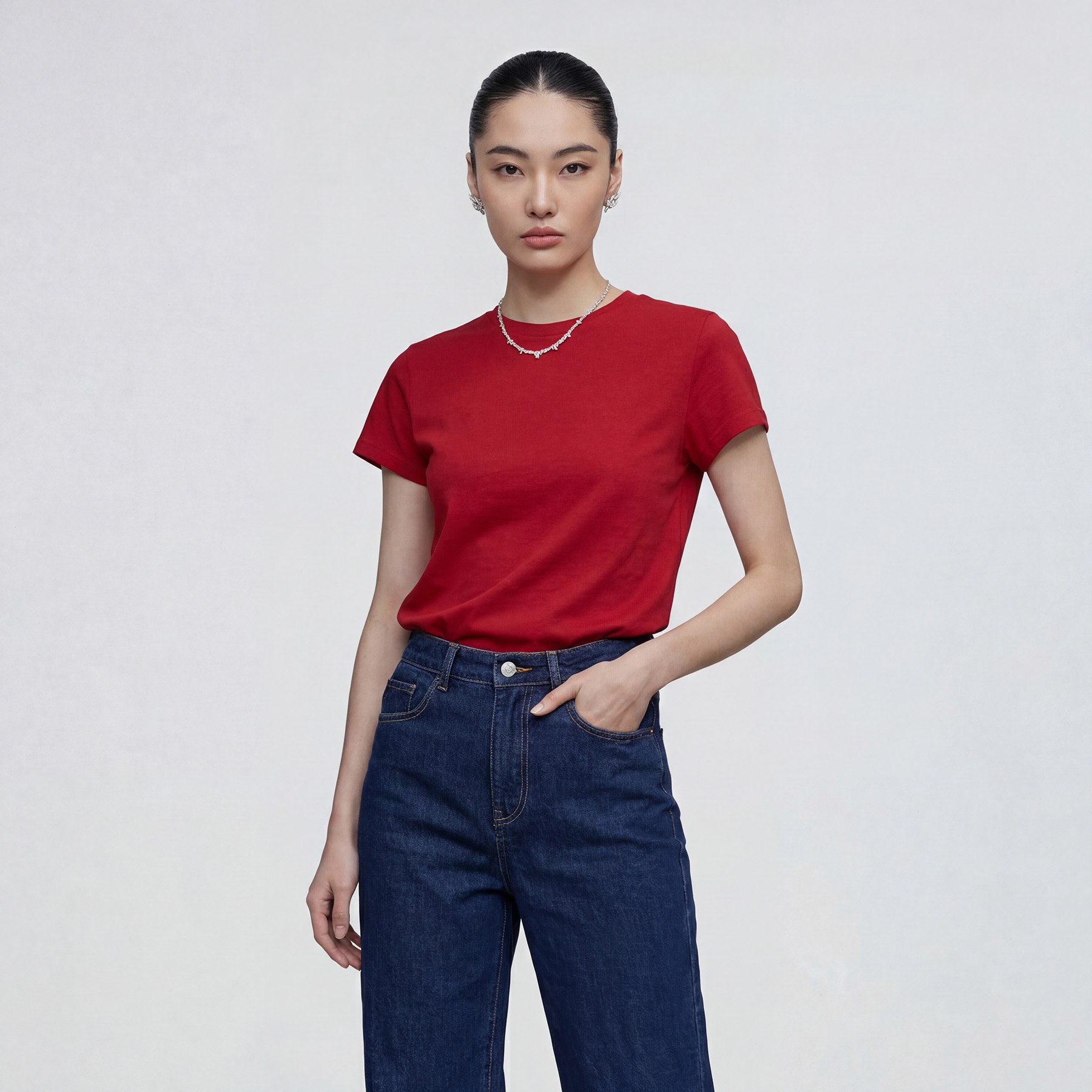 13487340.【凯特·温斯顿】发财瘦瘦 T 修身显瘦短袖 T 恤女夏季新款百搭圆领上衣