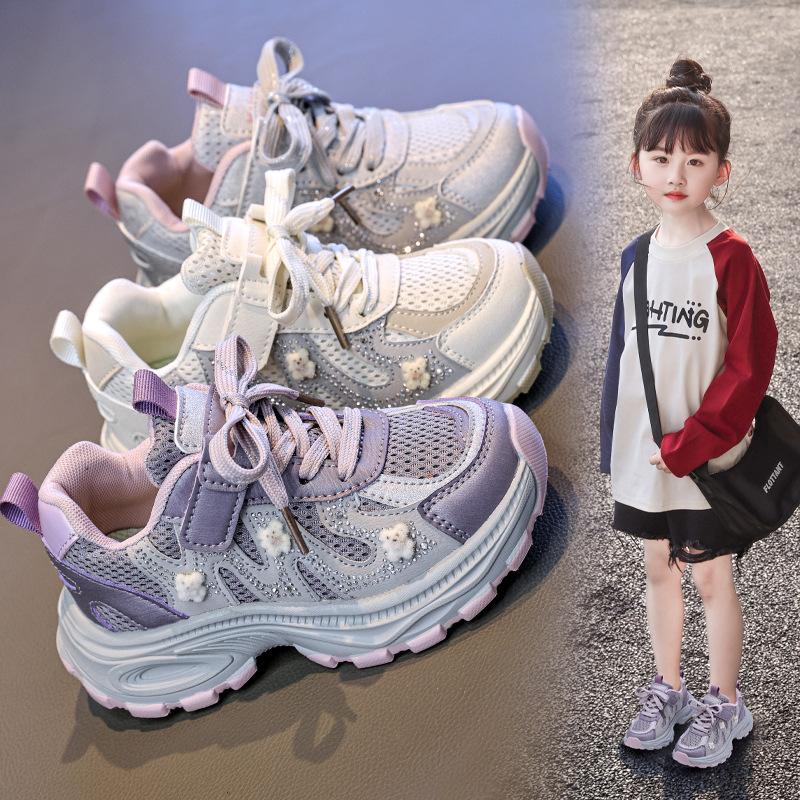 13454273.女童运动鞋春季儿童网面透气软底老爹鞋女孩百搭休闲单鞋