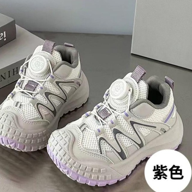 13454837.女童鞋子春儿童跑步老爹鞋网面透气小女孩运动鞋中大童