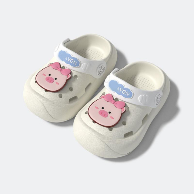 13457148.卡通小猪儿童洞洞鞋1-6岁小孩包头凉鞋外穿EVA拖鞋男女童