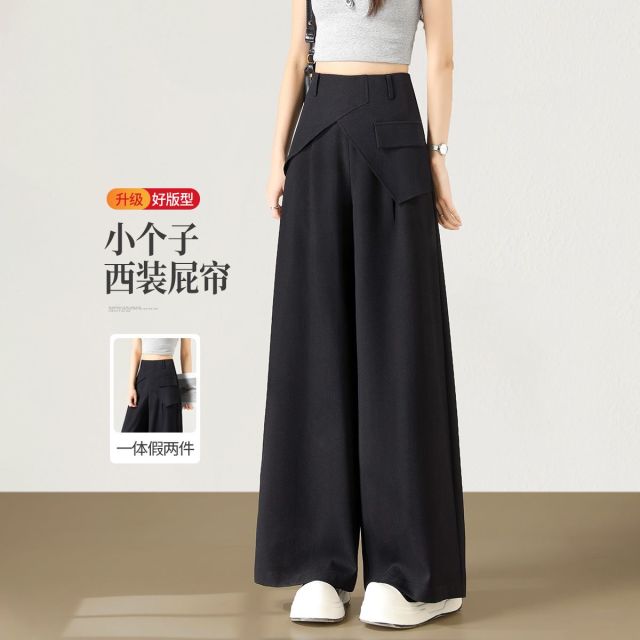 13679490.【左街右巷】不规则裤帘垂顺休闲阔腿裤