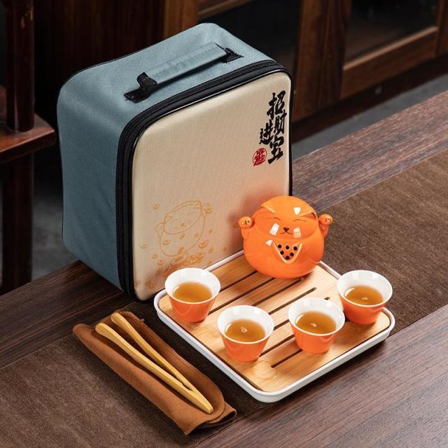 13085223.便携式旅行茶具小套装一壶四杯功夫茶具商务活动伴手礼