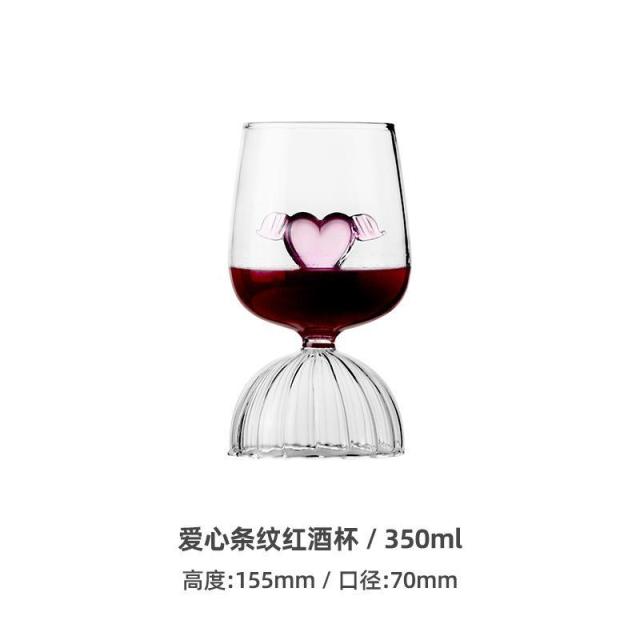 13084724.创意高硼硅玻璃粉红爱心高脚杯红酒杯酒尾酒洋酒杯
