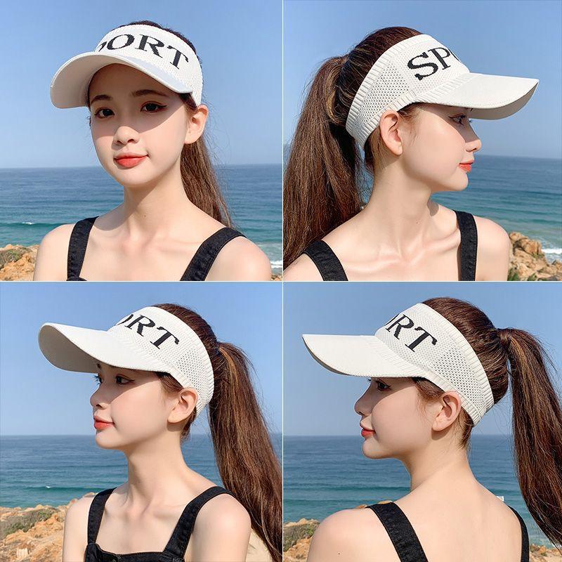 13084482.【3件装】帽子女夏秋季空顶针织运动防晒防紫外线鸭舌帽百搭运动字母棒球帽