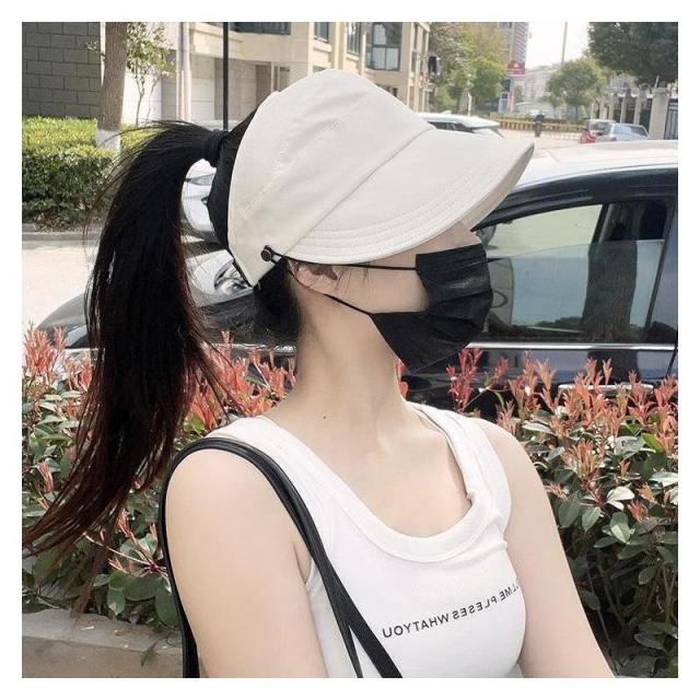 13083433.【3件装】防晒帽速干帽可挂口罩遮阳帽高马尾可折叠薄款鸭舌帽