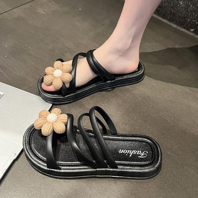 13085987.花朵拖鞋女户外防滑凉拖鞋沙滩鞋向日葵凉鞋