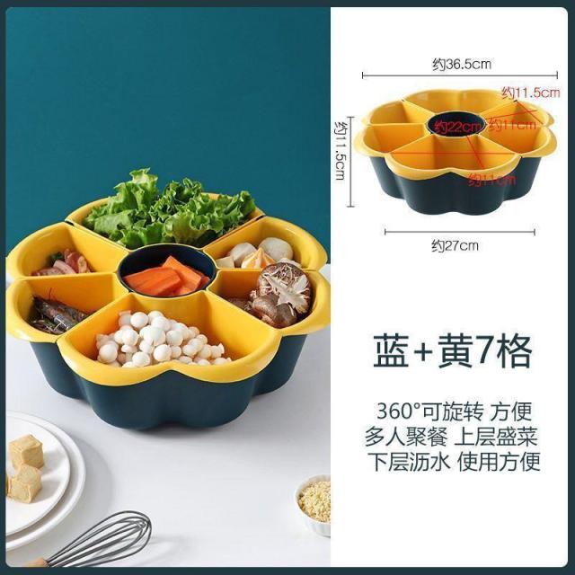 13084667.多功能旋转火锅蔬菜拼盘洗菜沥水篮火锅菜品配菜盘装菜盘火锅转盘