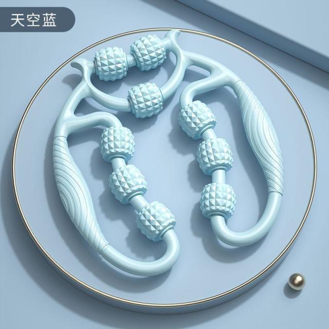 13083486.【2件装】瑜伽用品环形夹腿小腿滚轮滚轴狼牙棒泡沫轴瑜伽健身放松按摩