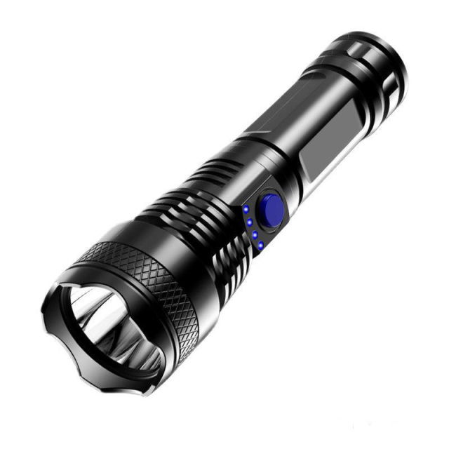 13088616.LED手电筒强光USB充电超亮强光远射多功能户外家用照明